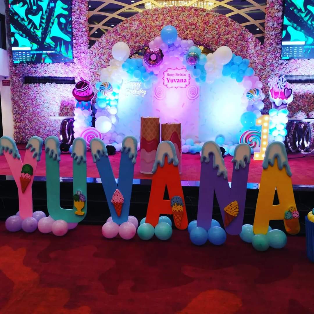 Colorful Krishna theme decoration in Gurgaon